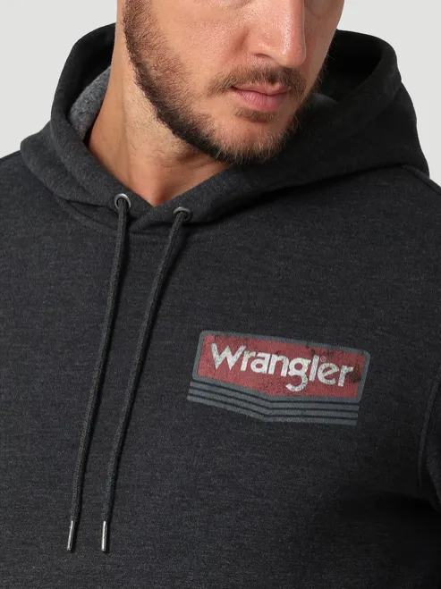 112319258 - Wrangler Men’s Wrangler Logo Arm Hit Pull Over Hoodie - Caviar Heather