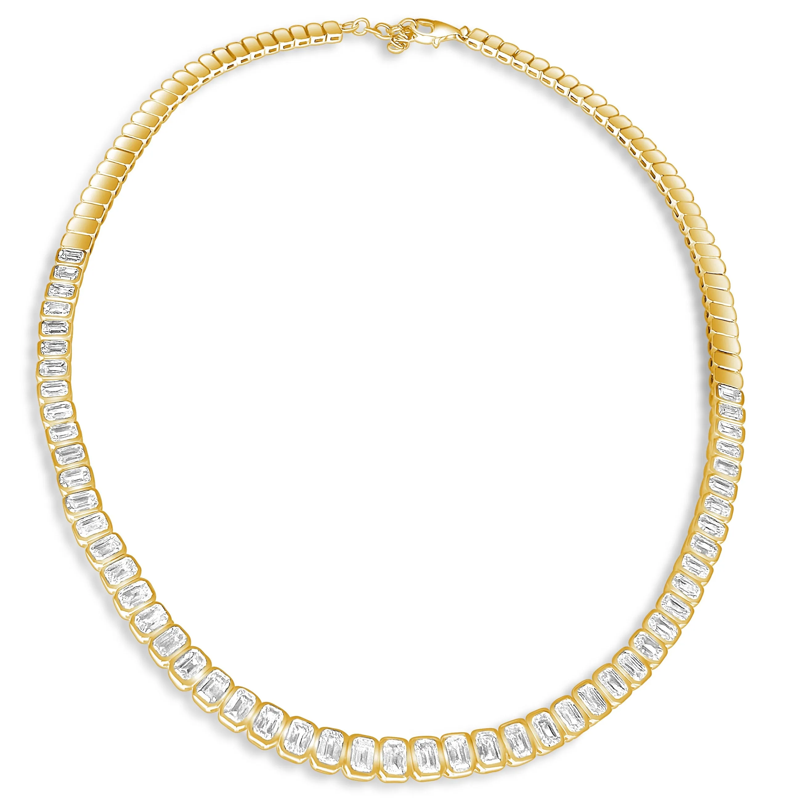 14KT Emerald Cut Diamond Luxe Tennis Necklace