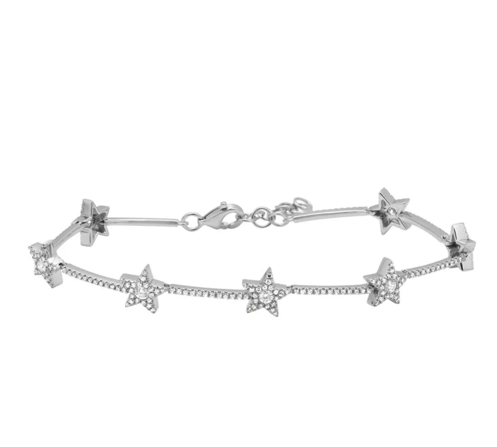 14KT Gold Diamond Star Tennis Bracelet