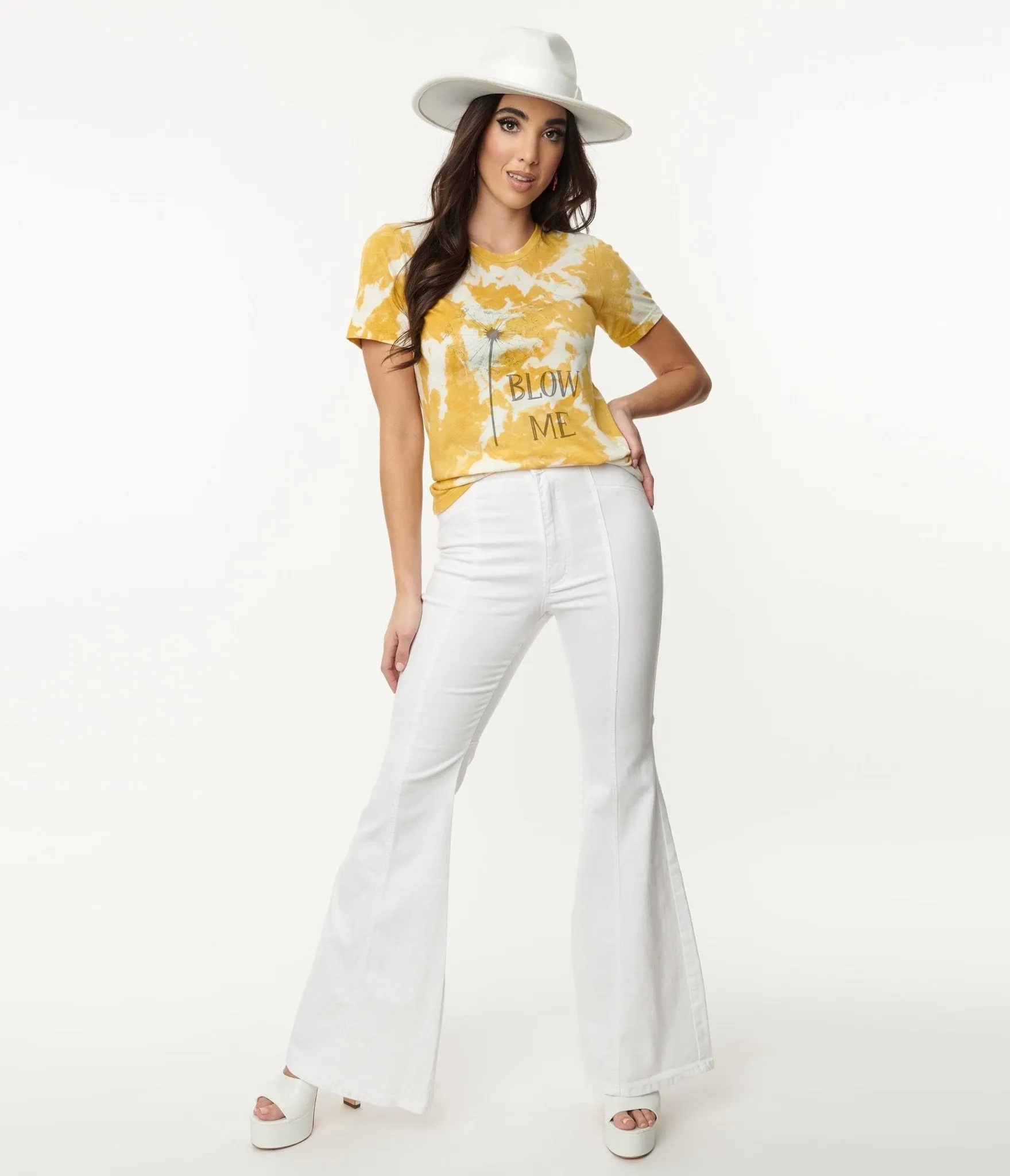 1970s White Denim Flare Jeans