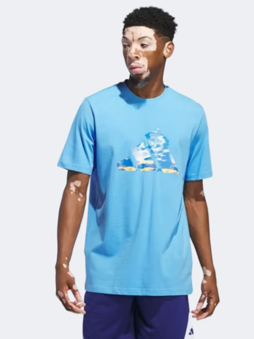 Adidas Blue Summer Logo Hbr Men Basketball T-Shirt Blue Burst