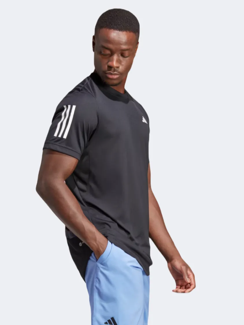 Adidas Club 3 Stripes Men Tennis T-Shirt Black