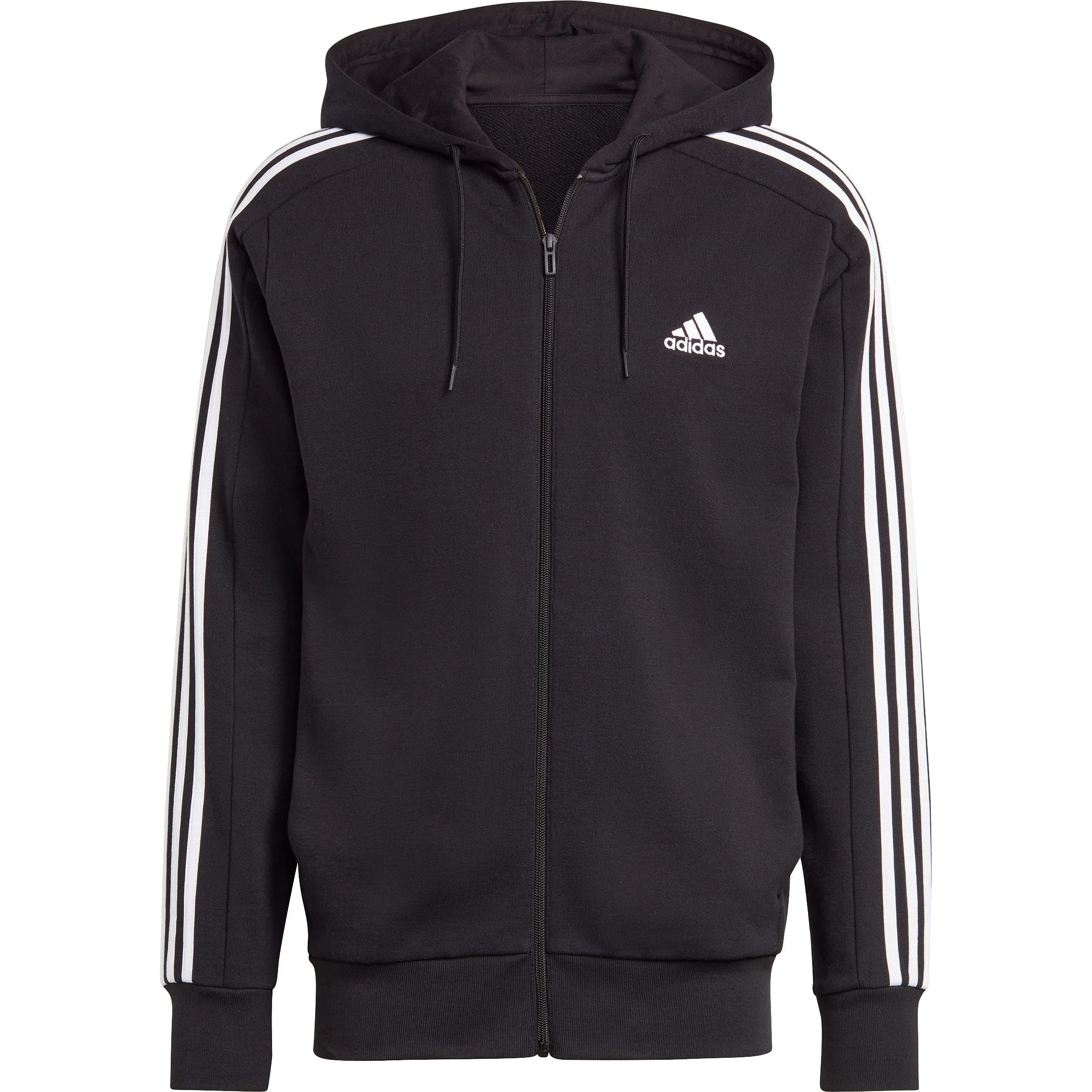 adidas - Essentials French Terry 3-Stripes Full-Zip Hoodie Men black