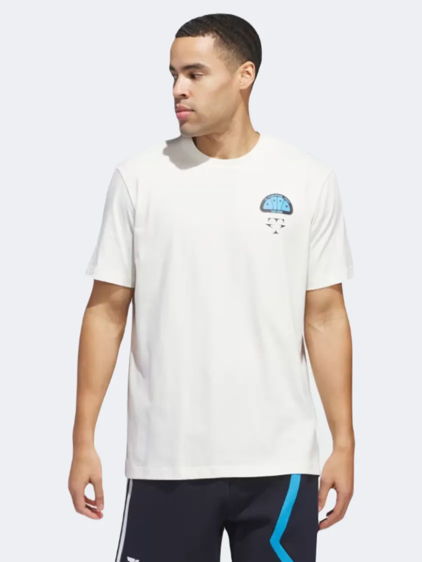 Adidas Trae Fg Men Basketball T-Shirt Off White/Blue