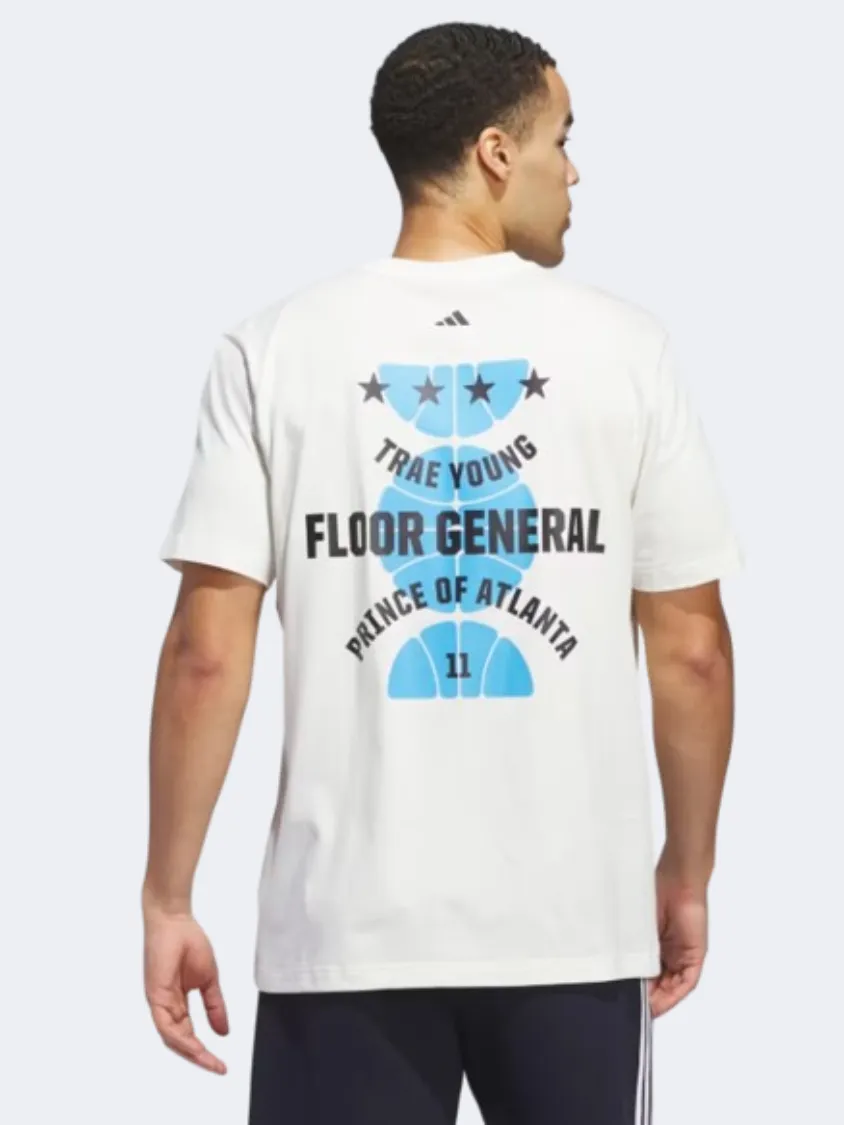 Adidas Trae Fg Men Basketball T-Shirt Off White/Blue