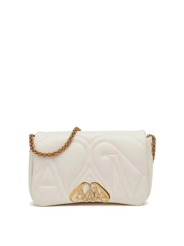 Alexander Mcqueen Small The Seal Shoulder Bag, Ivory, Quilted