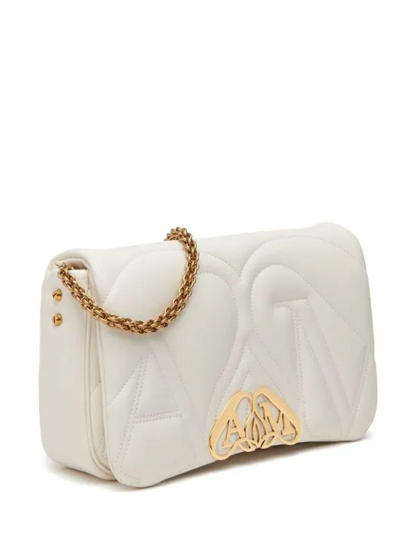 Alexander Mcqueen Small The Seal Shoulder Bag, Ivory, Quilted