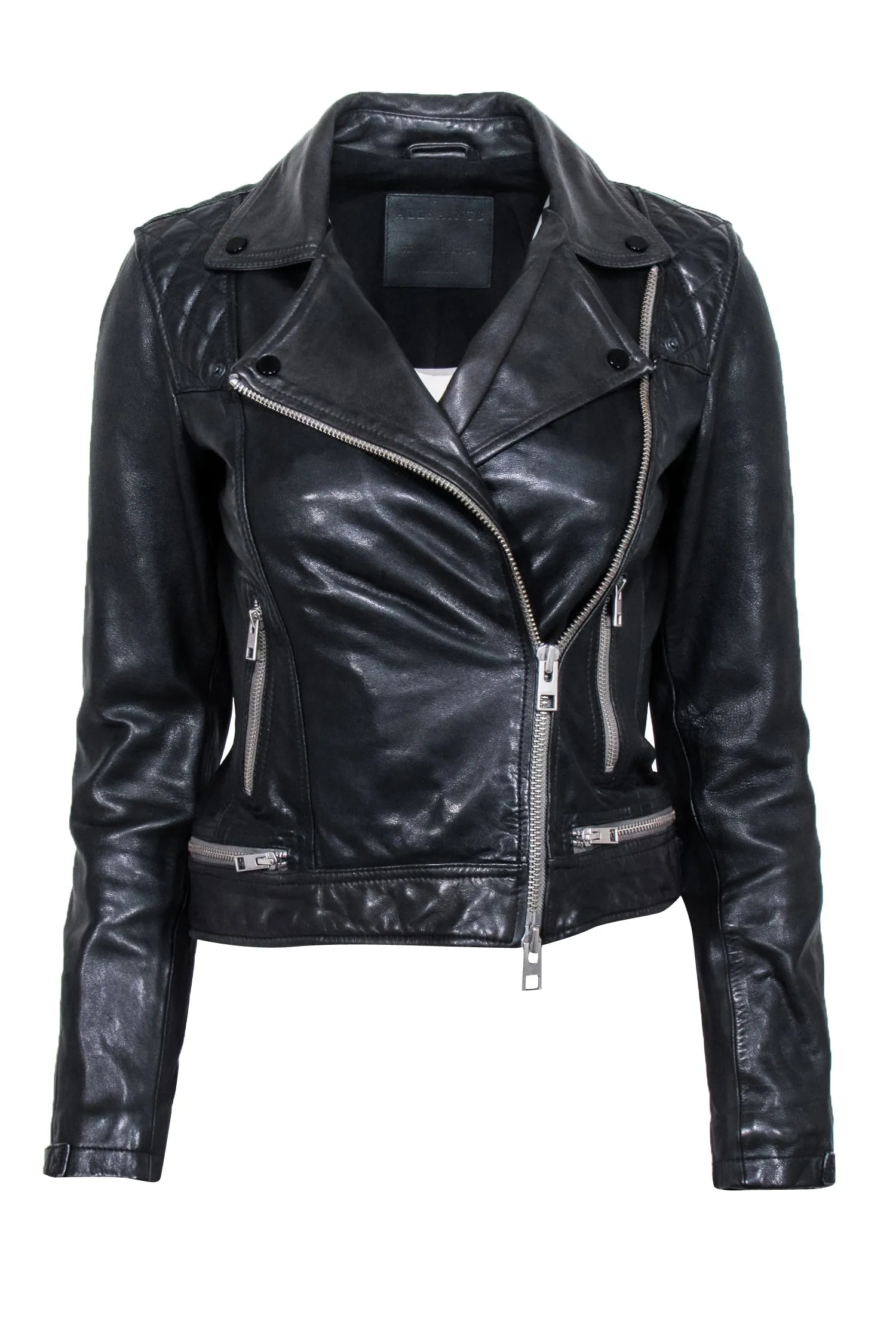 All Saints - Black Sheep Leather Moto Jacket Sz 2