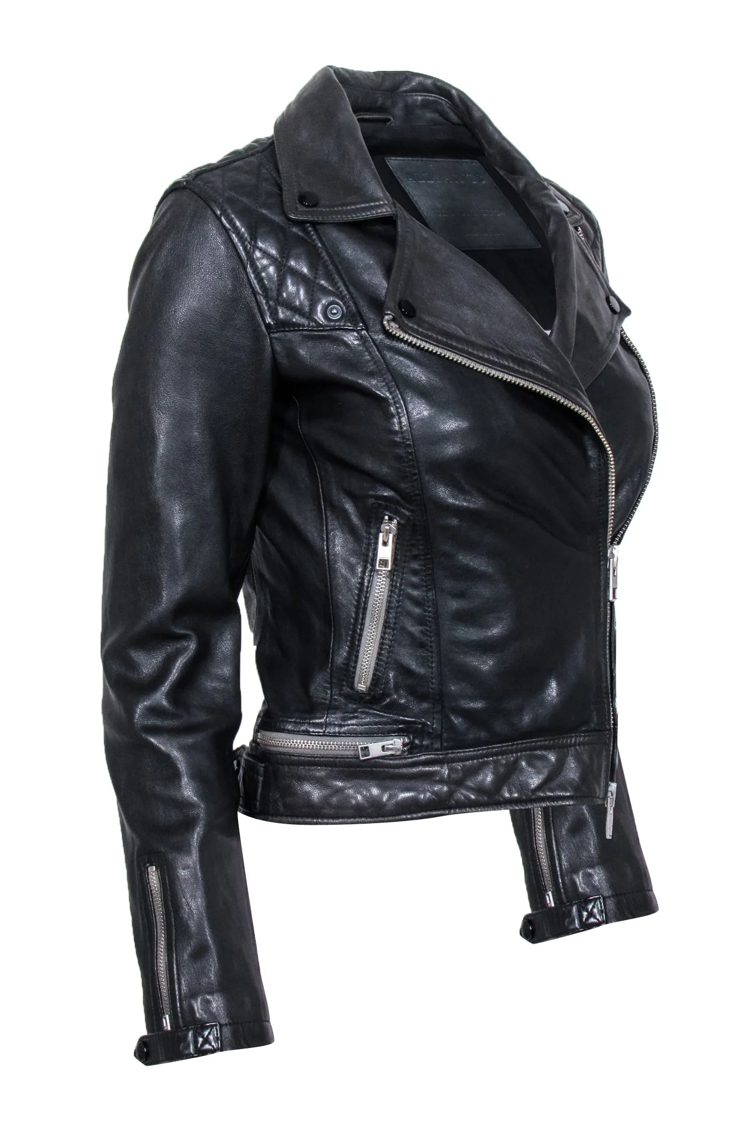 All Saints - Black Sheep Leather Moto Jacket Sz 2