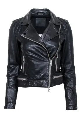 All Saints - Black Sheep Leather Moto Jacket Sz 2