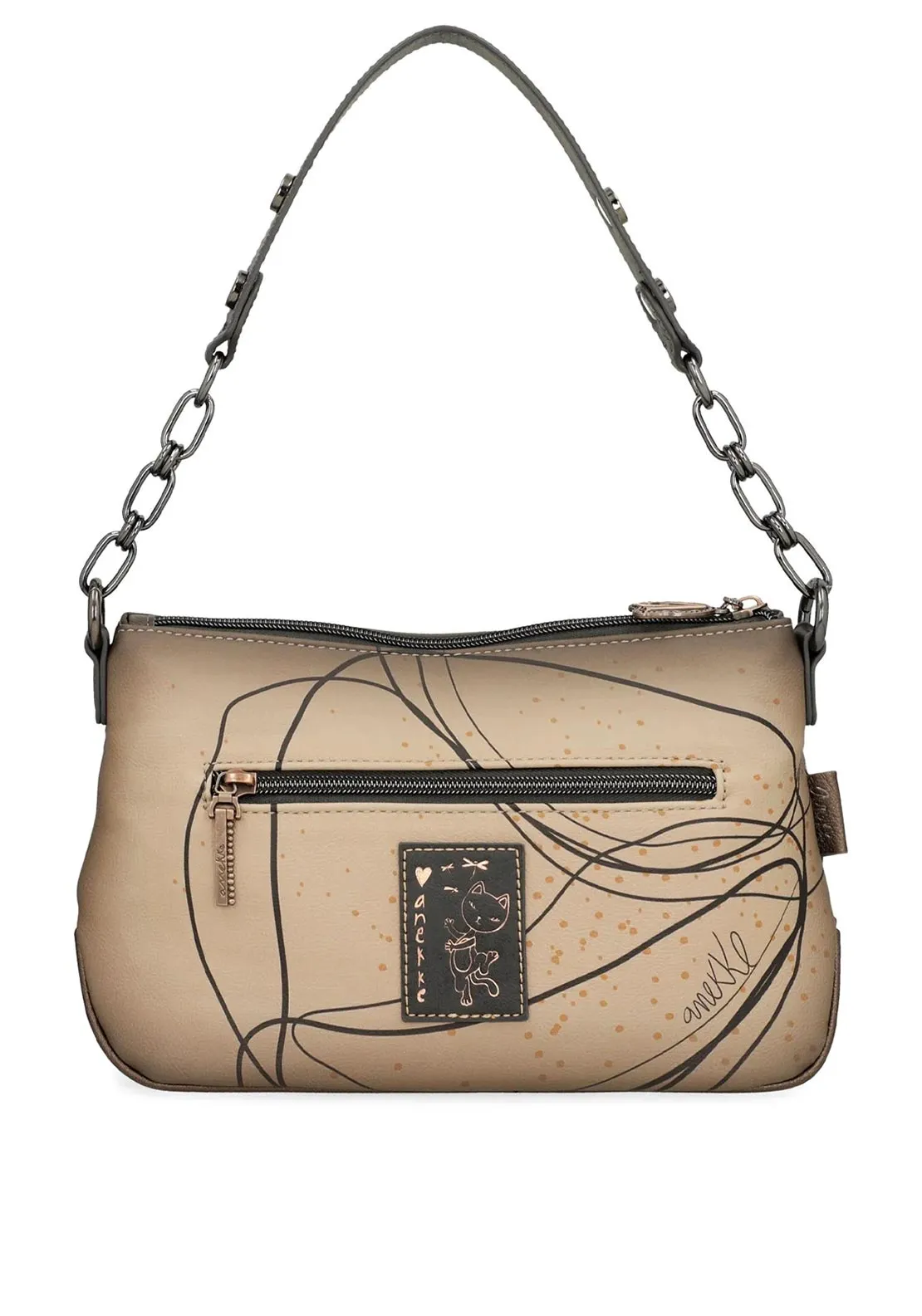 Anekke Abstract Print Embellished Shoulder Bag, Brown Multi