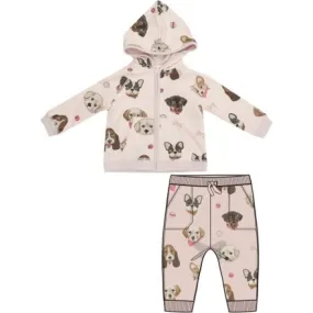 Angel Dear French Terry Pretty Puppy Faces Hoodie And Jogger, Pink