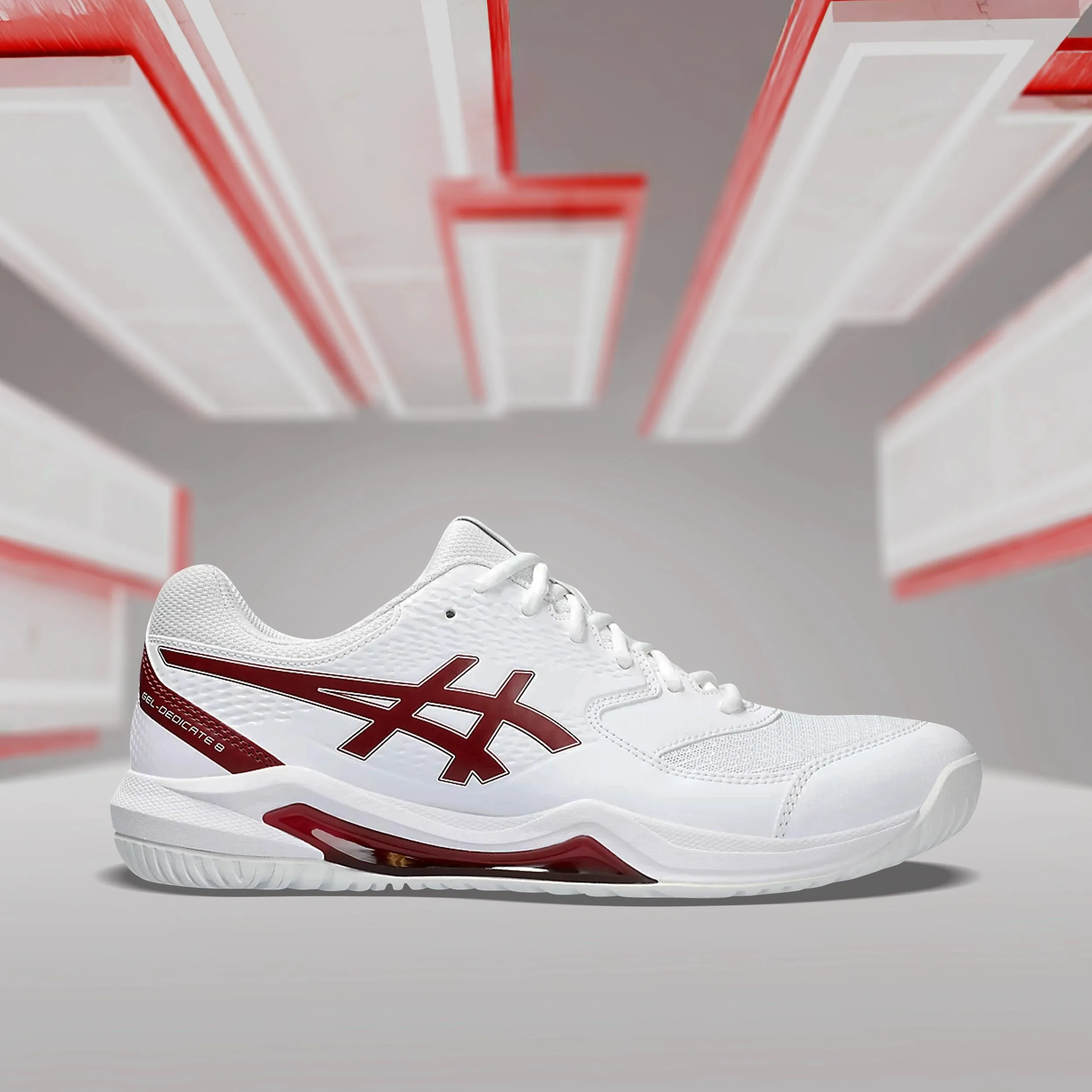 Asics Gel Dedicate 8 Tennis Shoes- White/Antique Red