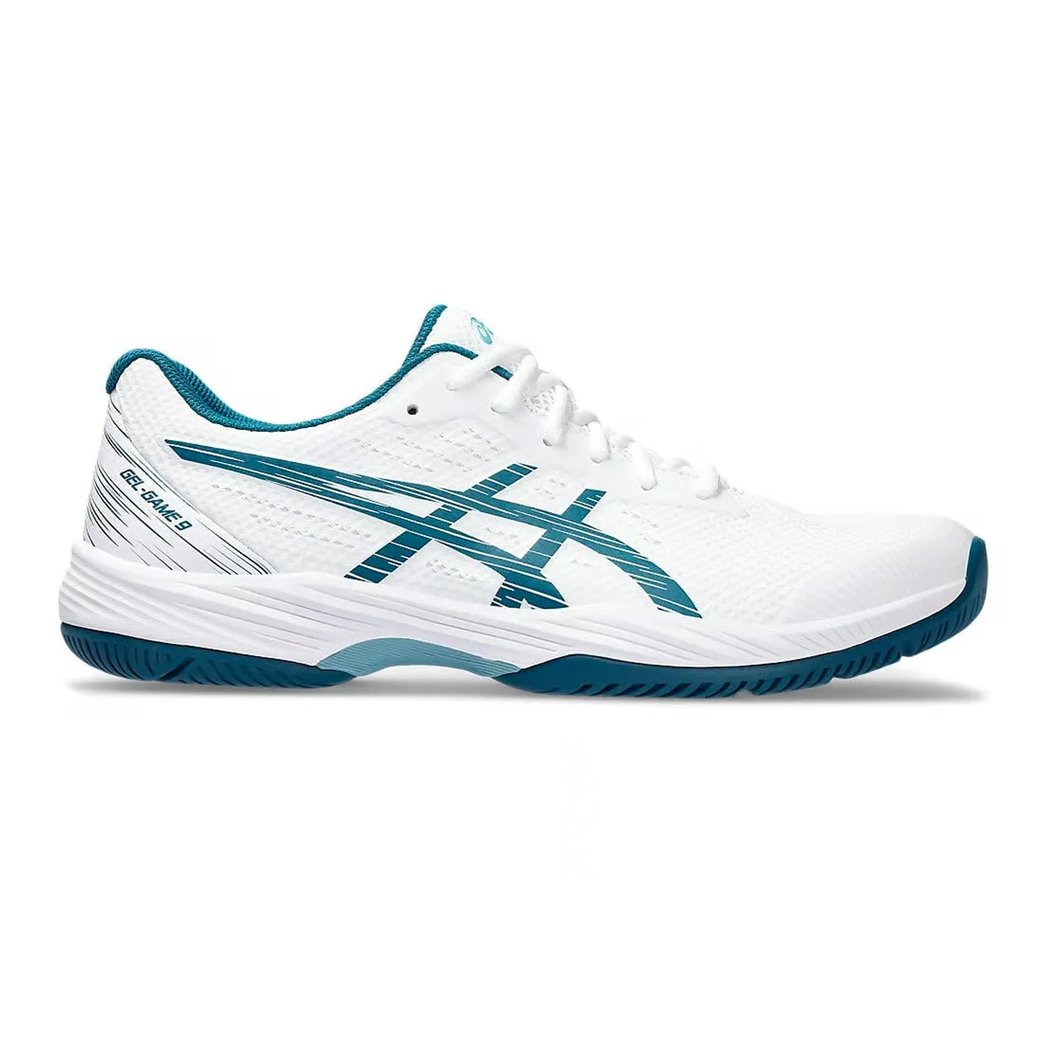 Asics Gel Game 9 Tennis Shoes (White/Restful Teal)