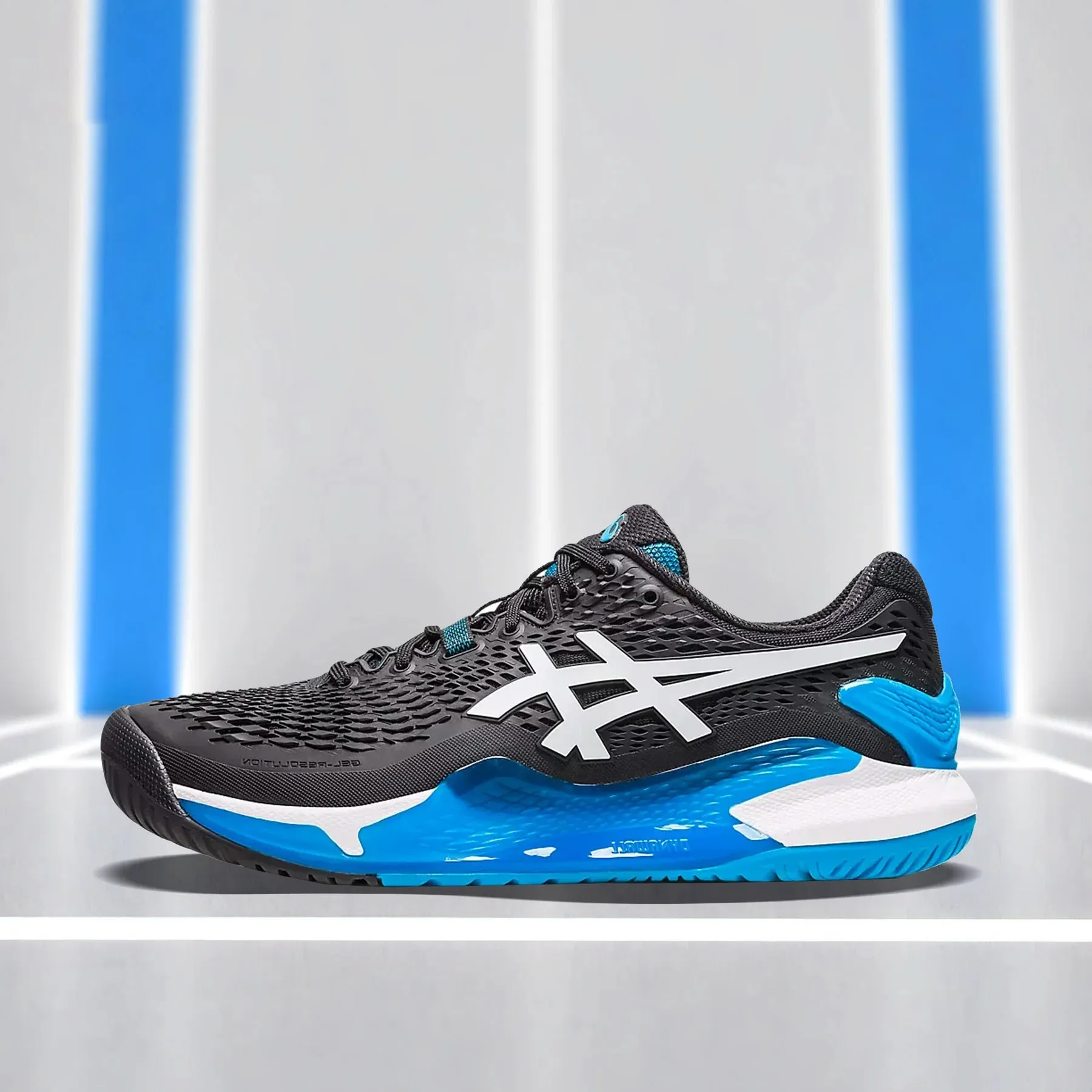 Asics Gel Resolution 9 Tennis Shoes (Black/White) - DOD