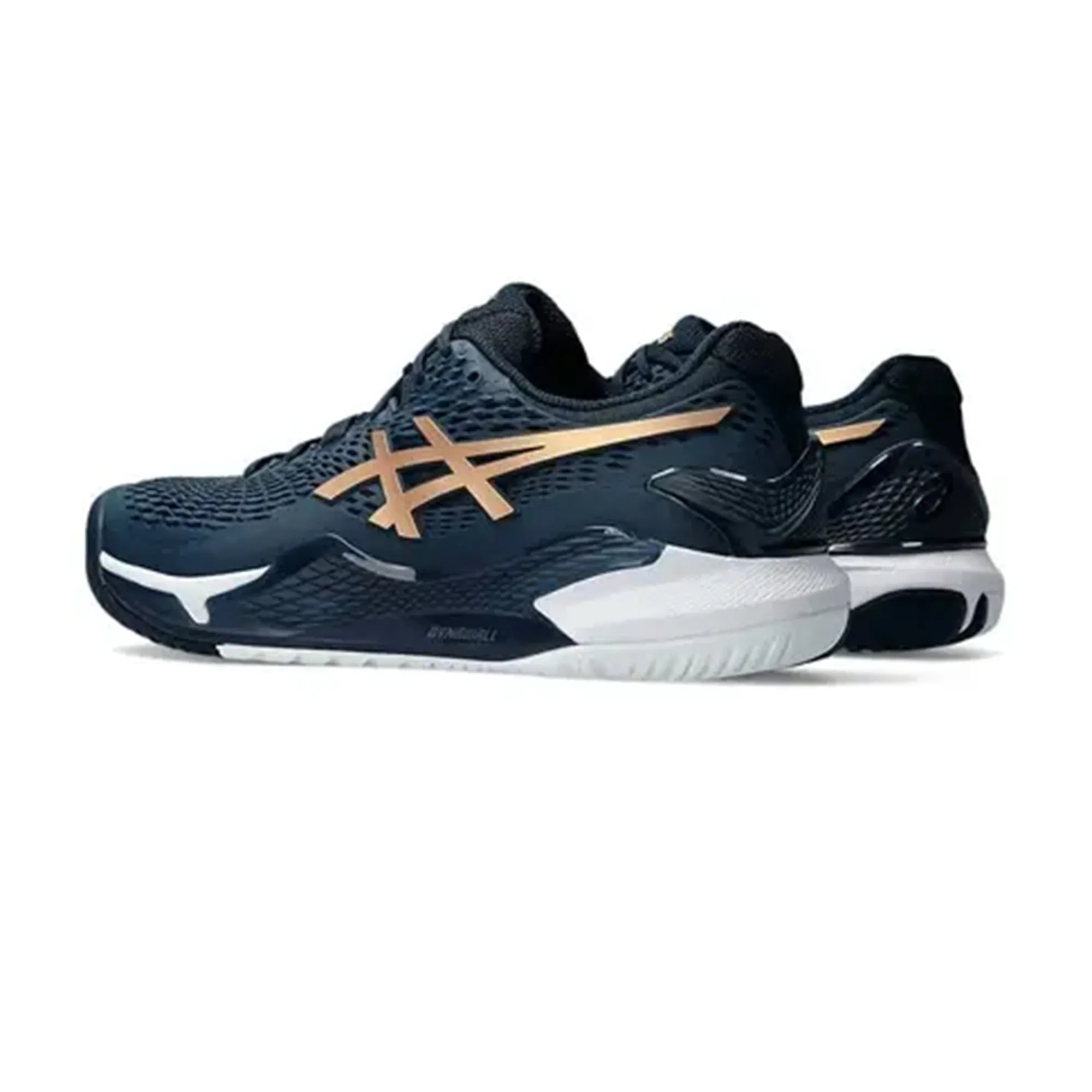 Asics Gel Resolution 9 Tennis Shoes (French Blue/ Pure Gold)