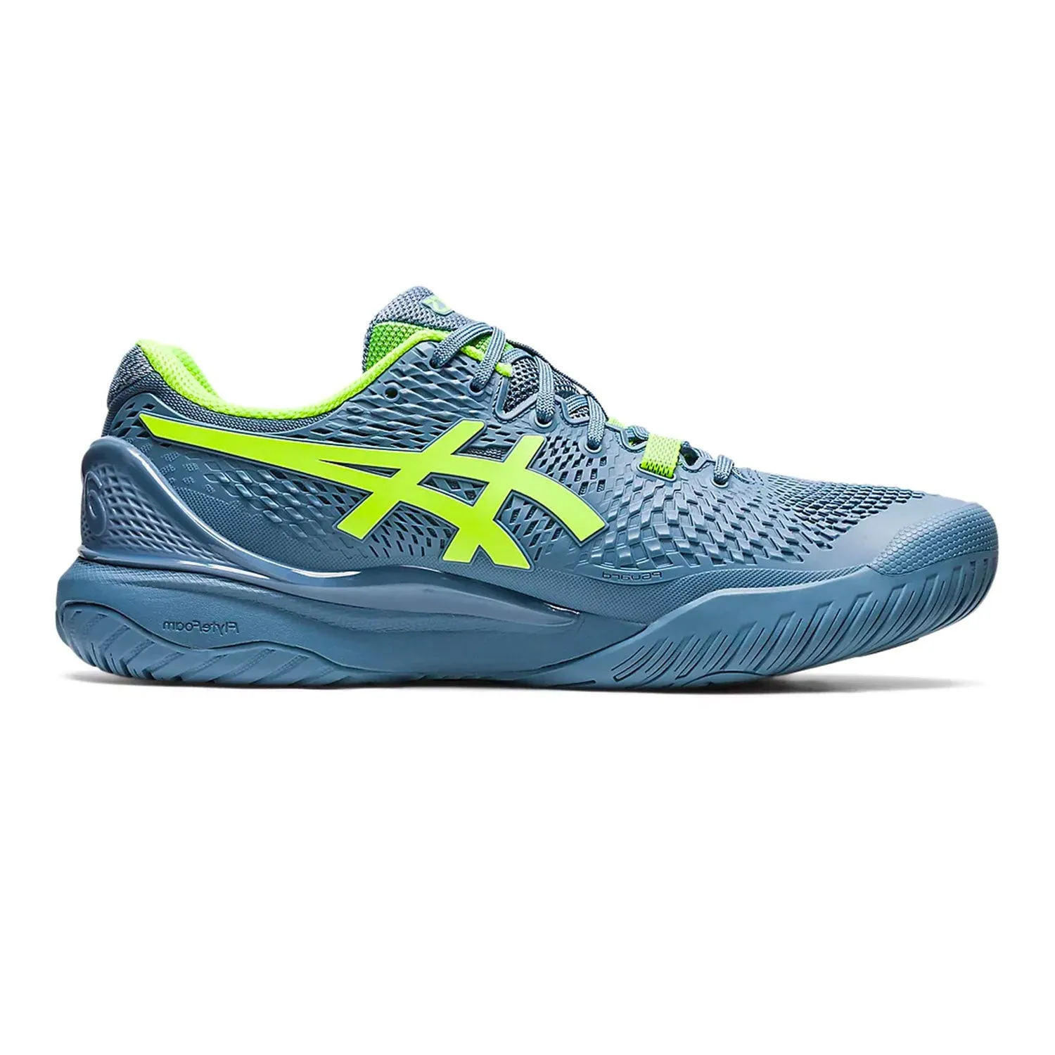 Asics Gel Resolution 9 Tennis Shoes (Steel Blue/Hazard Green)