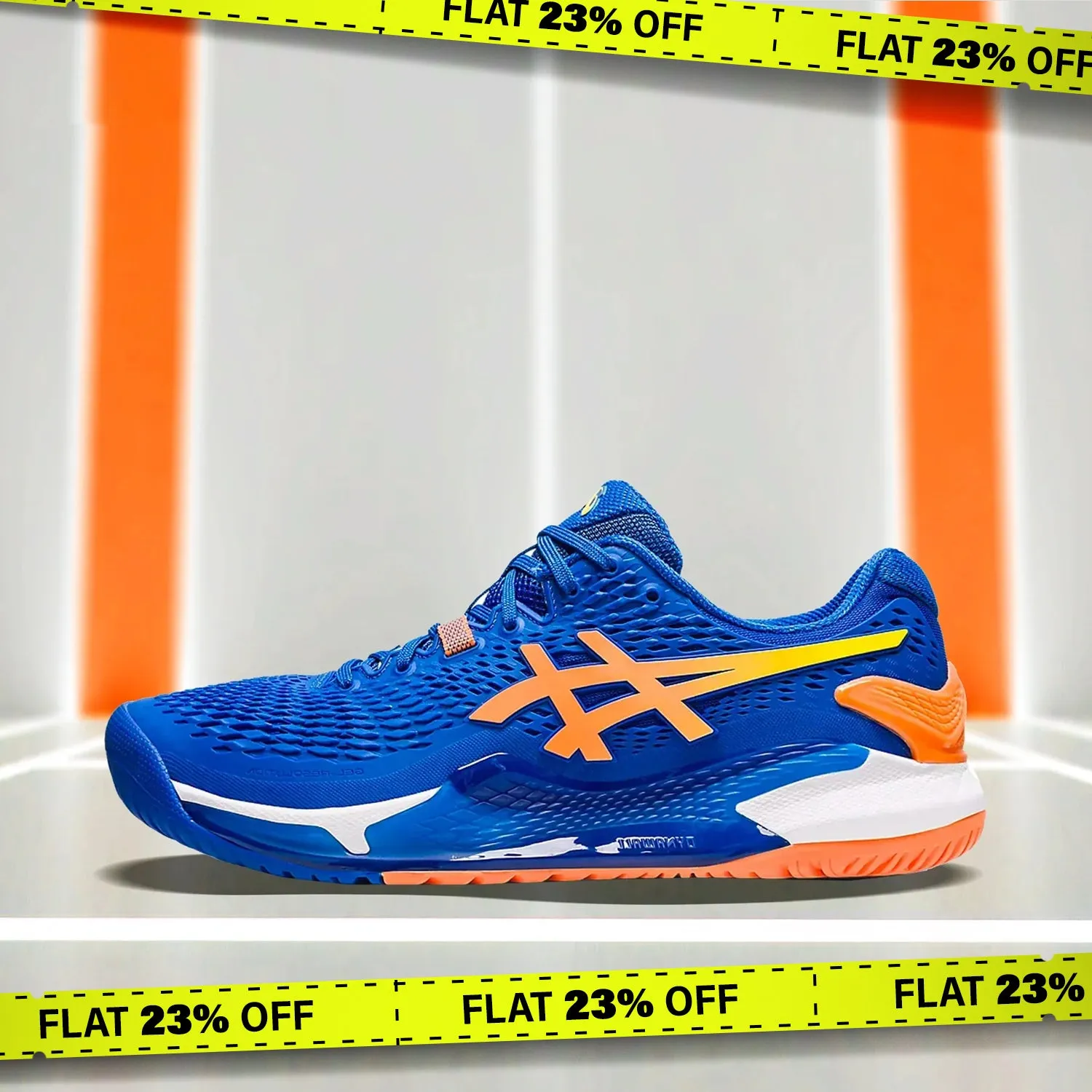 Asics Gel Resolution 9 Tennis Shoes (Tuna Blue/Sun Peach) - DOD