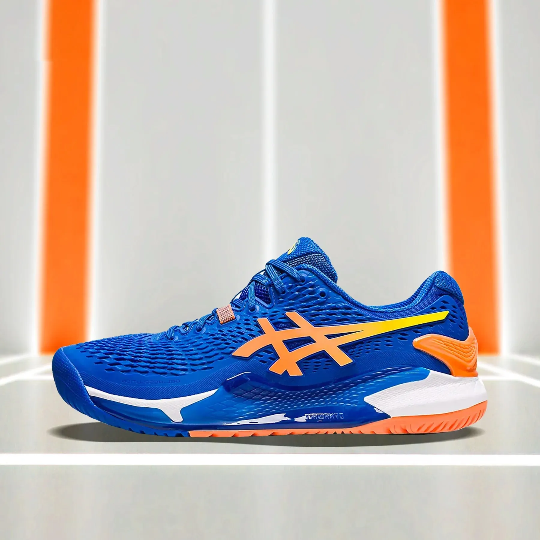 Asics Gel Resolution 9 Tennis Shoes (Tuna Blue/Sun Peach) - DOD