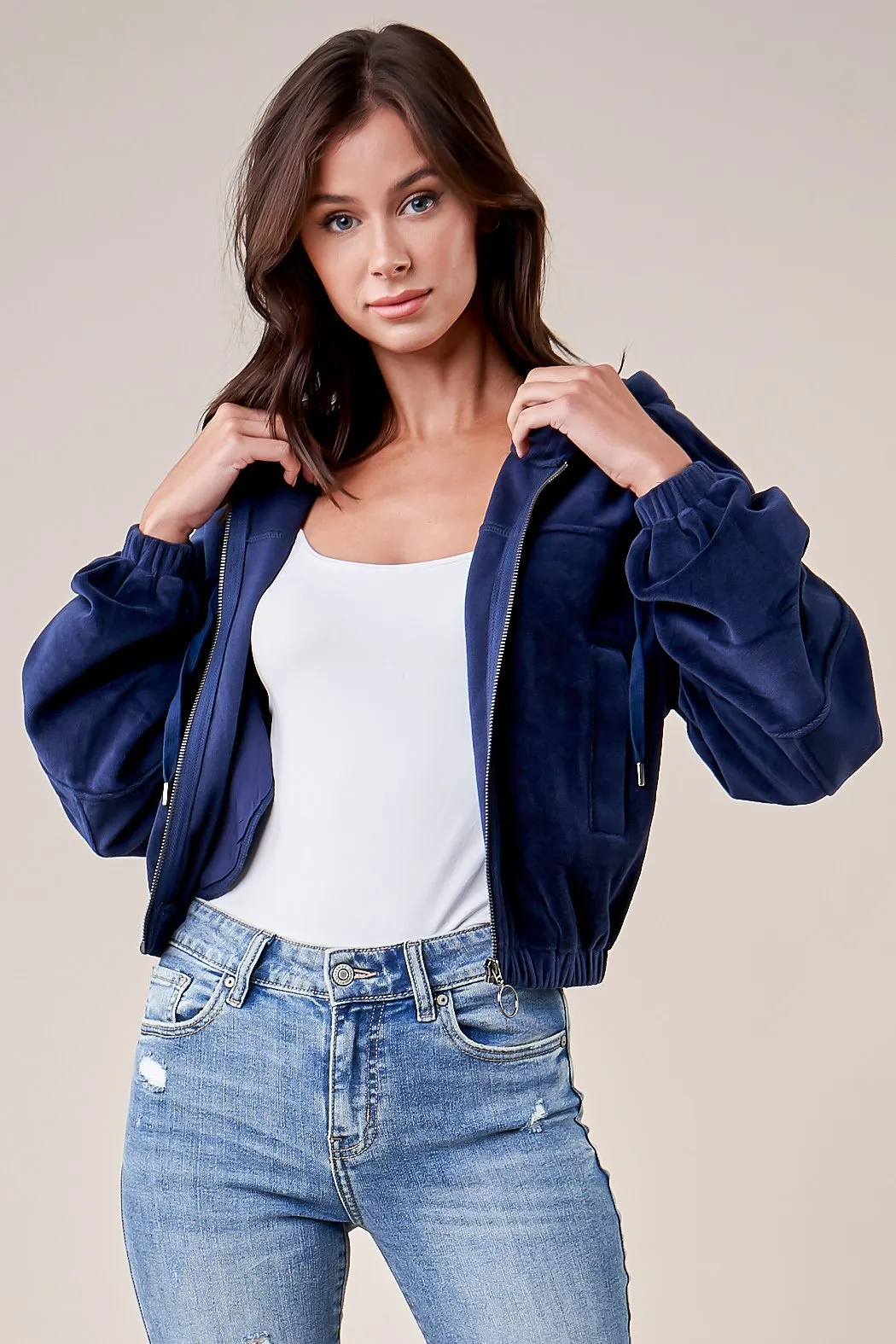 Atila Cropped Velour Jacket