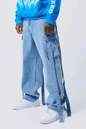 Baggy Fit Cargo Jeans With Straps