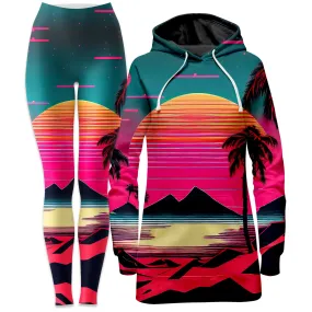 Beach Sunset Hoodie Dress and Leggings Combo