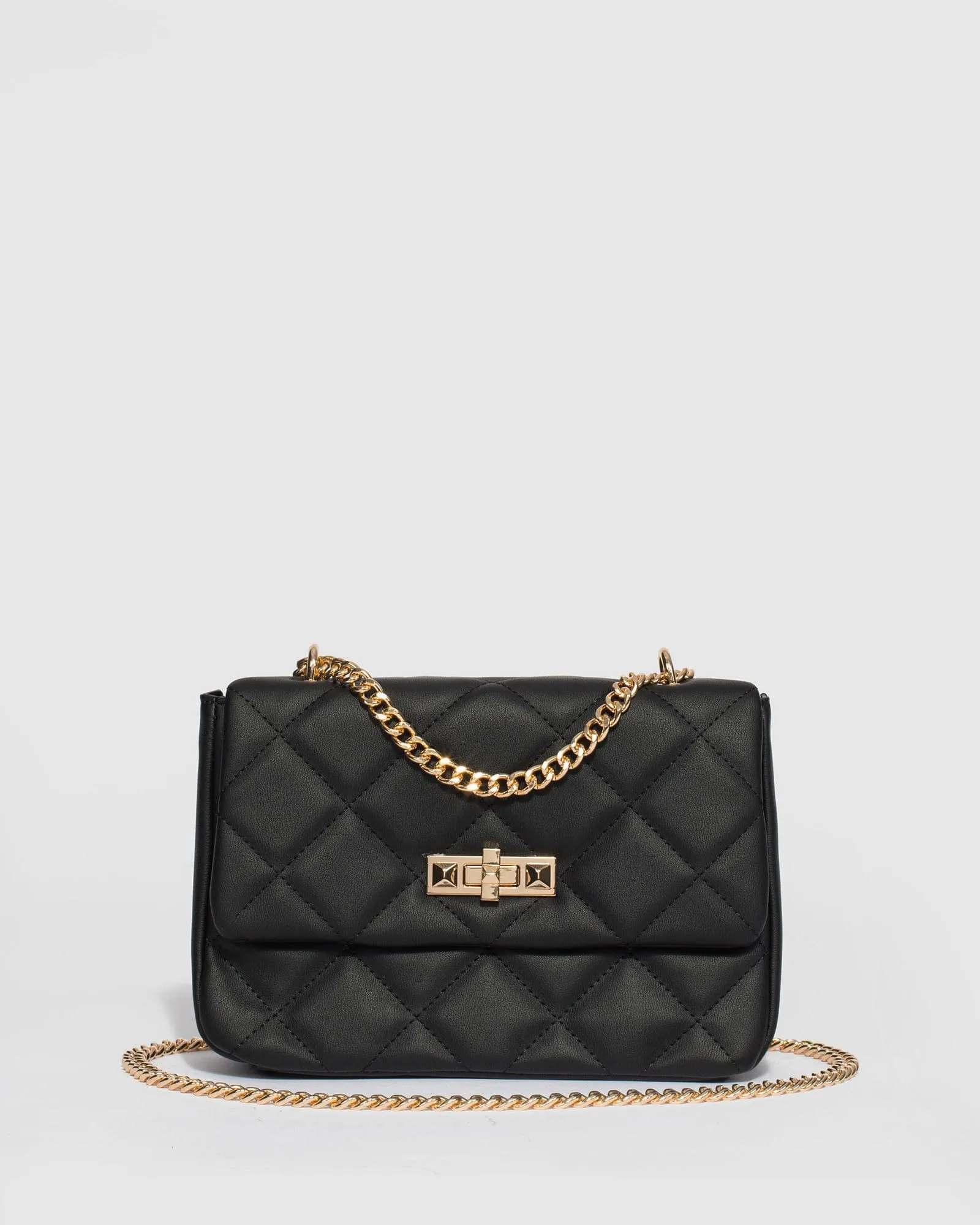 Black Amillia Stud Lock Crossbody Bag