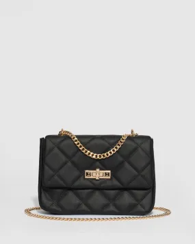 Black Amillia Stud Lock Crossbody Bag