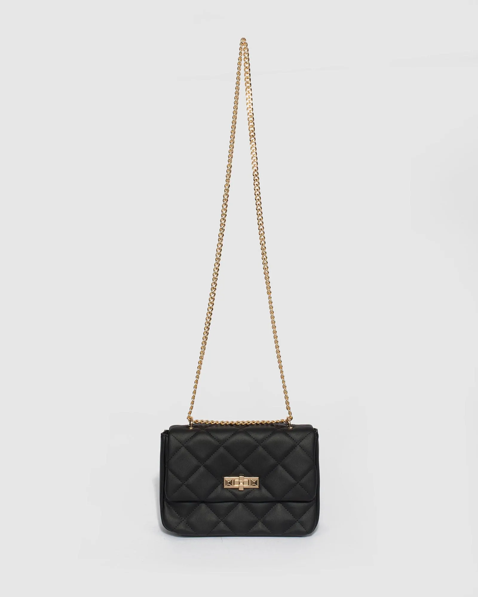 Black Amillia Stud Lock Crossbody Bag