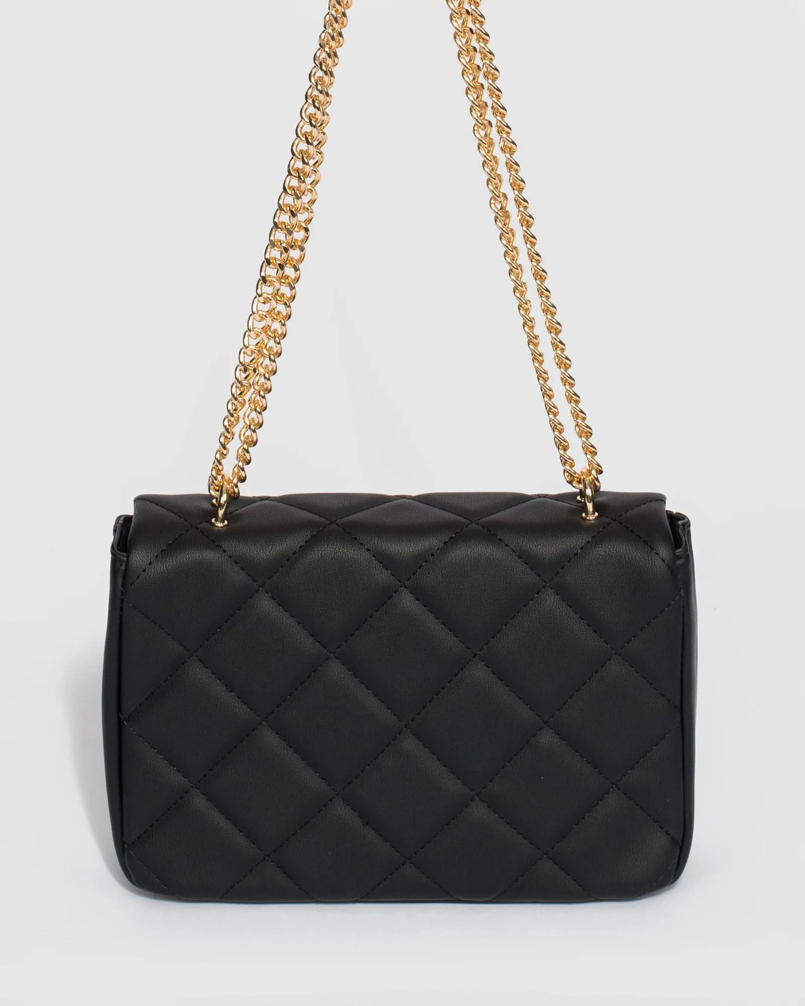 Black Amillia Stud Lock Crossbody Bag