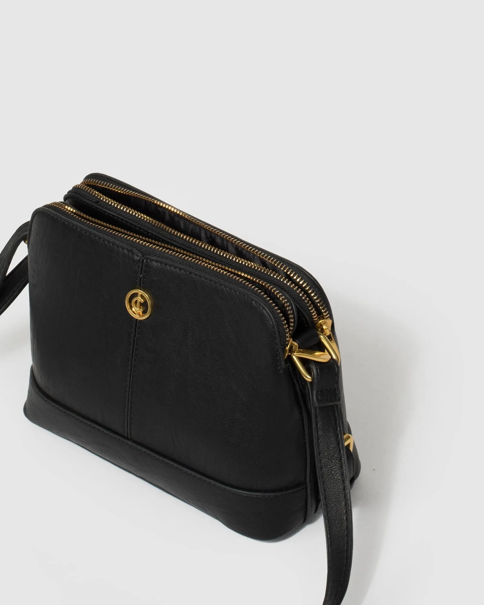 Black Joanna Strap Crossbody Bag