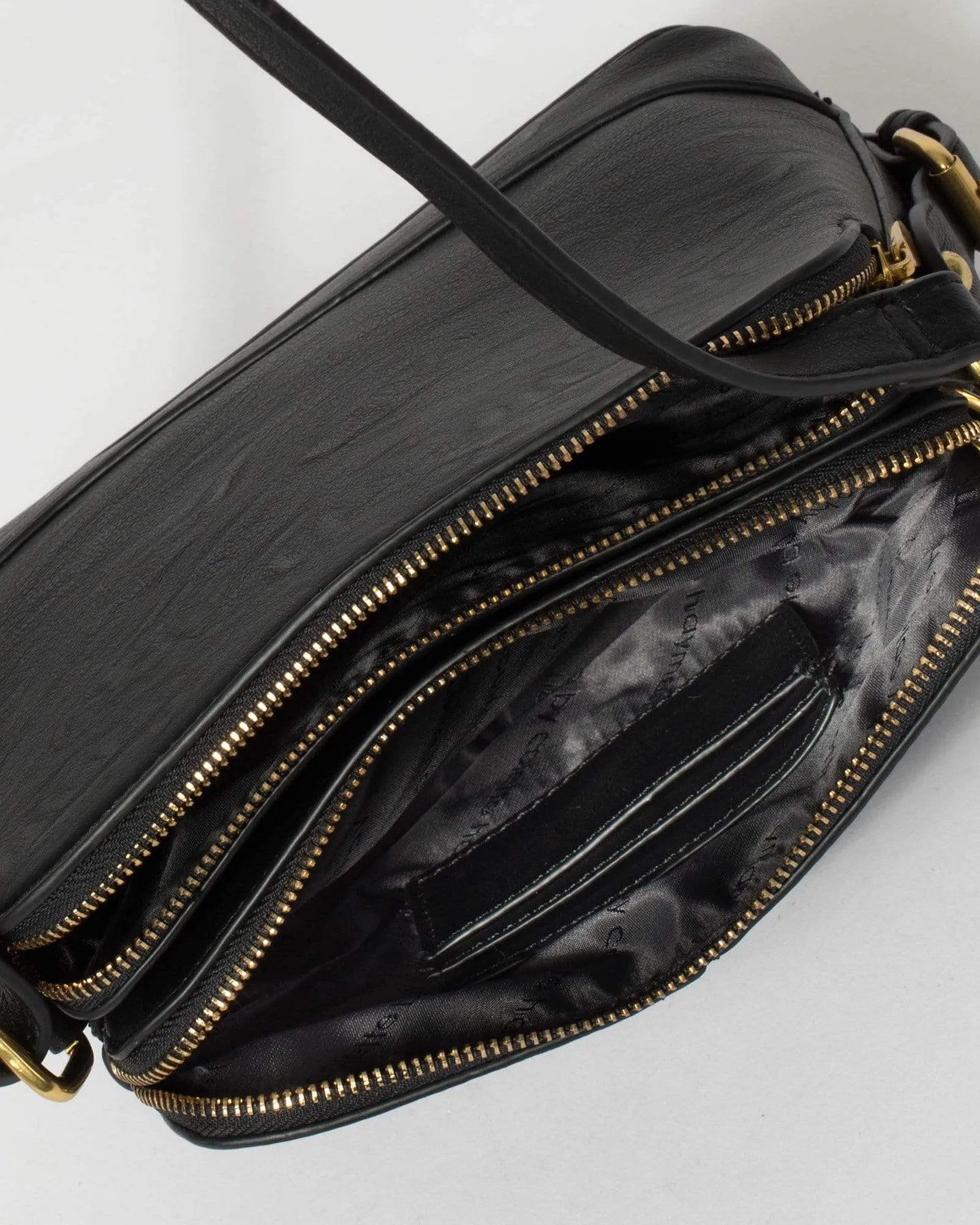 Black Joanna Strap Crossbody Bag