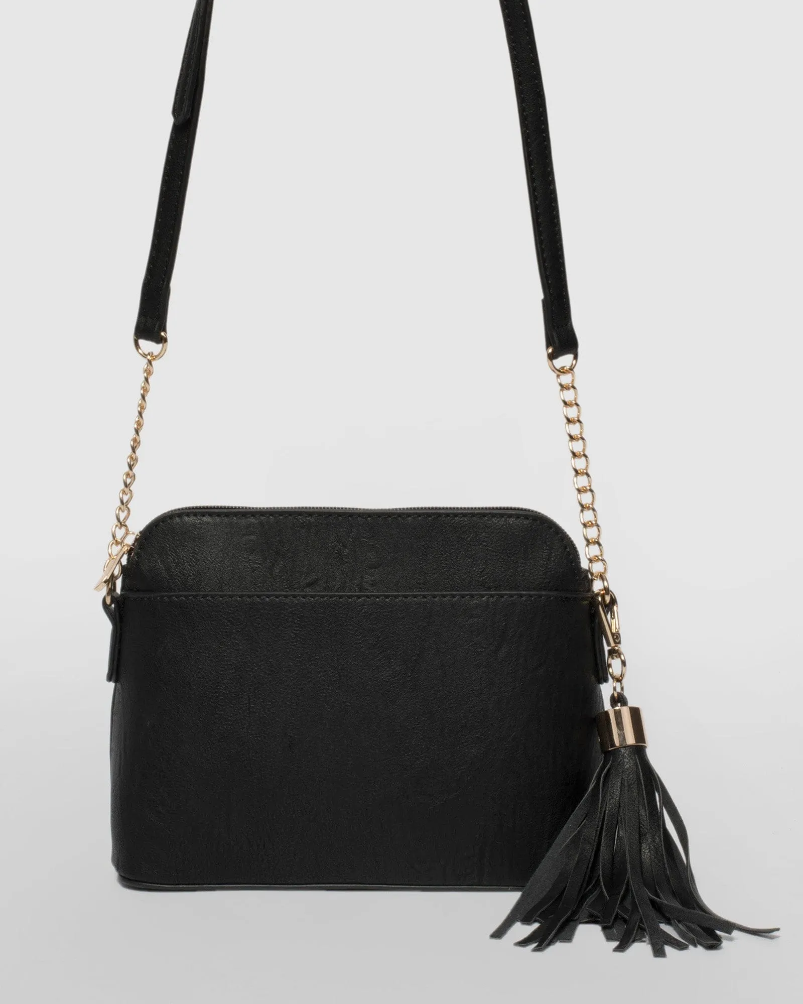 Black Karen Tassel Crossbody Bag