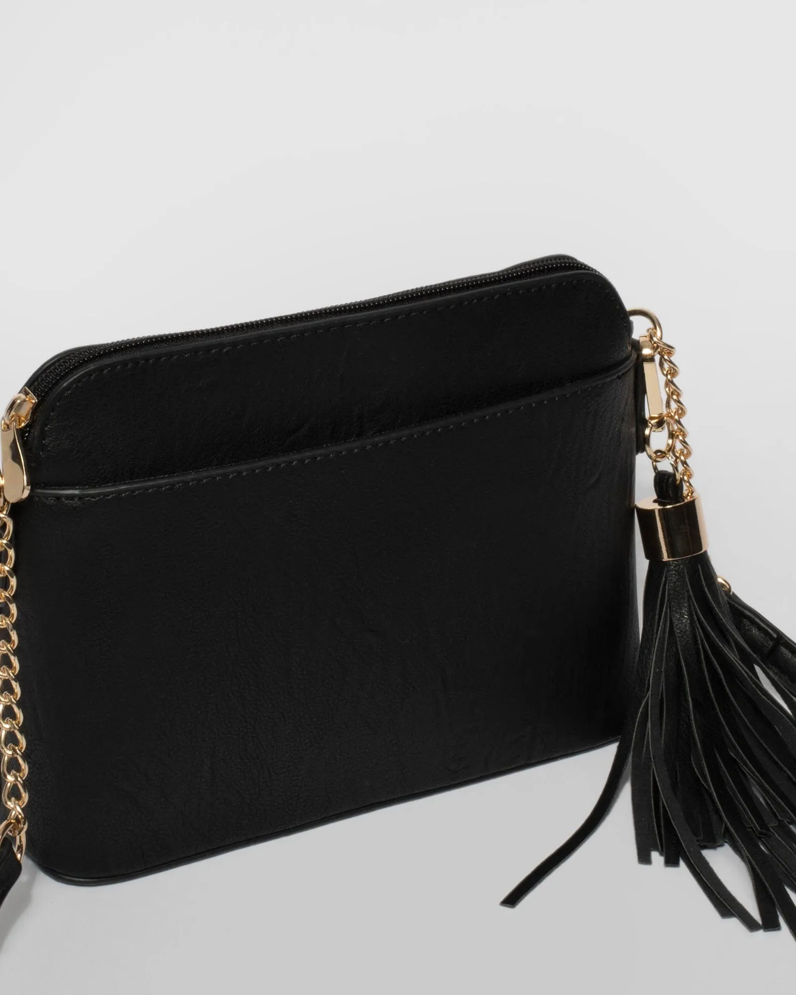 Black Karen Tassel Crossbody Bag