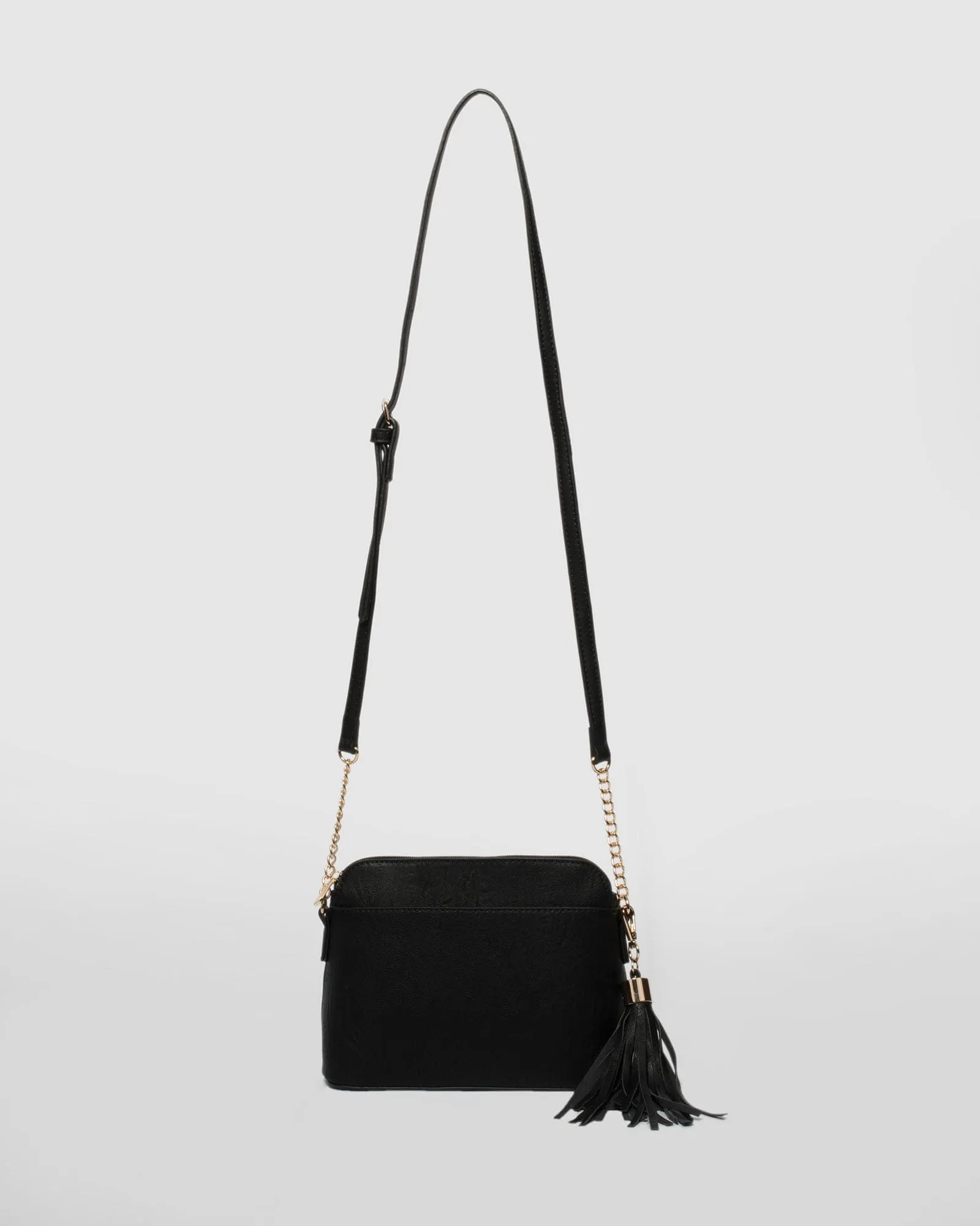 Black Karen Tassel Crossbody Bag