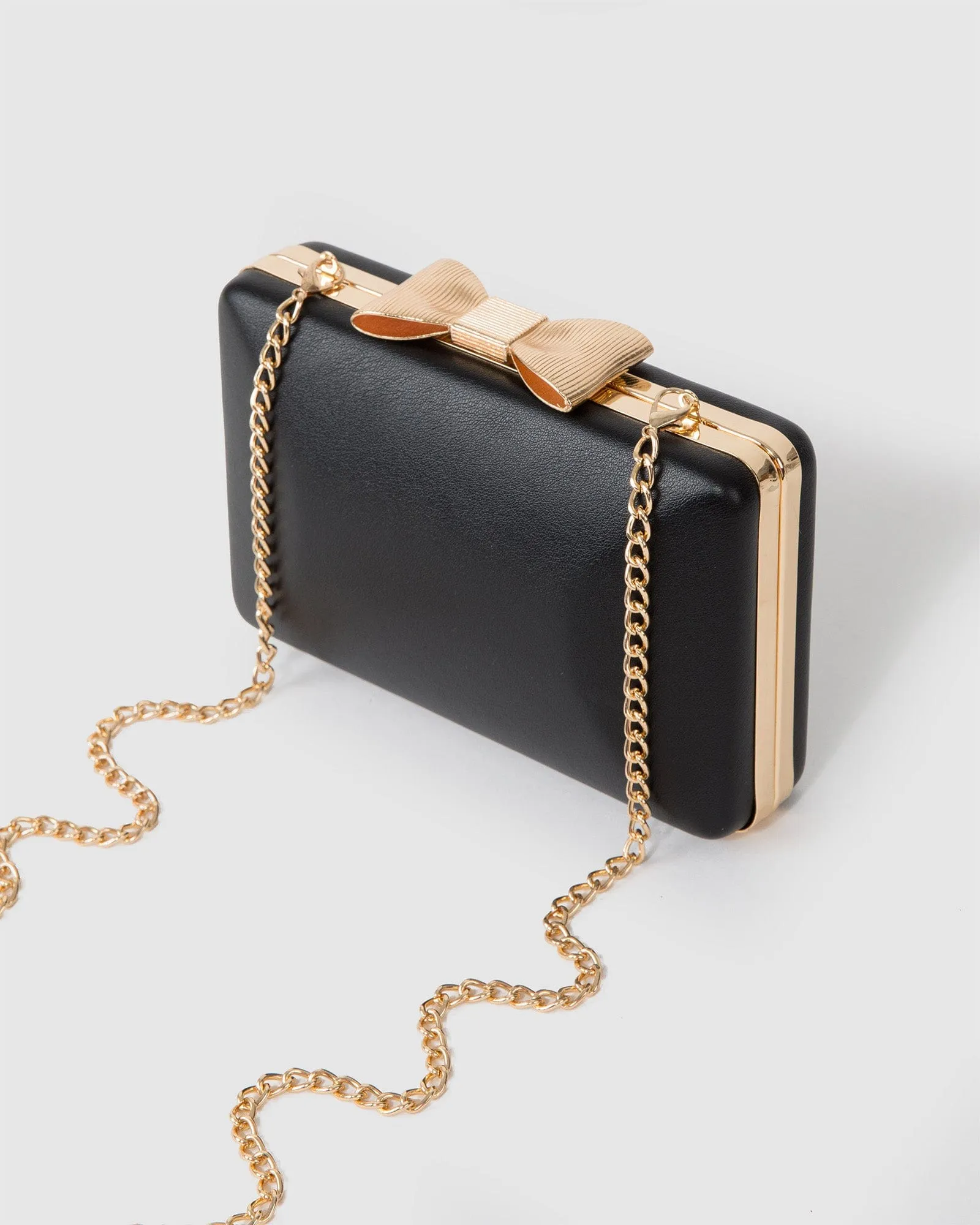 Black Maxine Bow Handle Clutch Bag