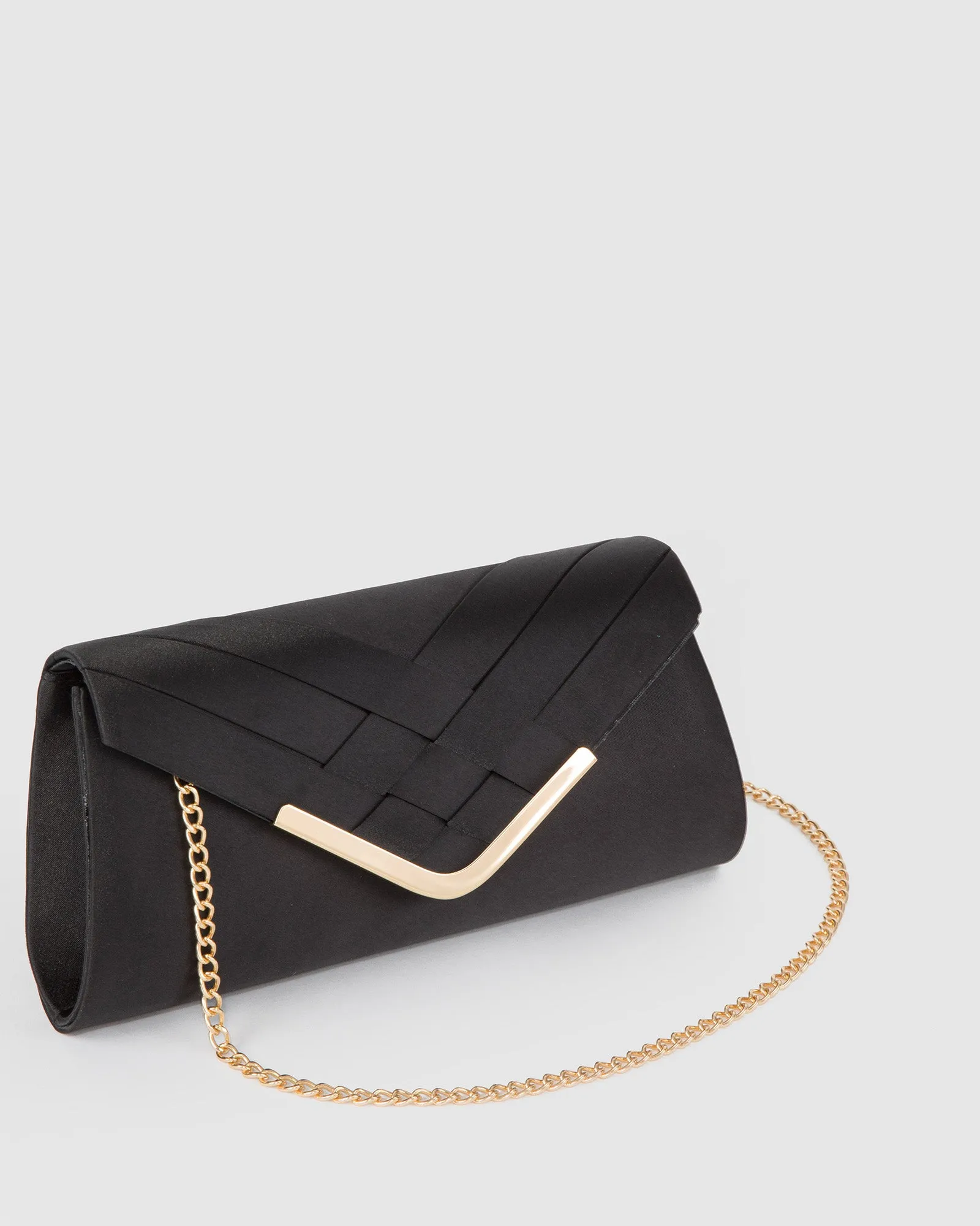 Black Paula Weave Clutch Bag