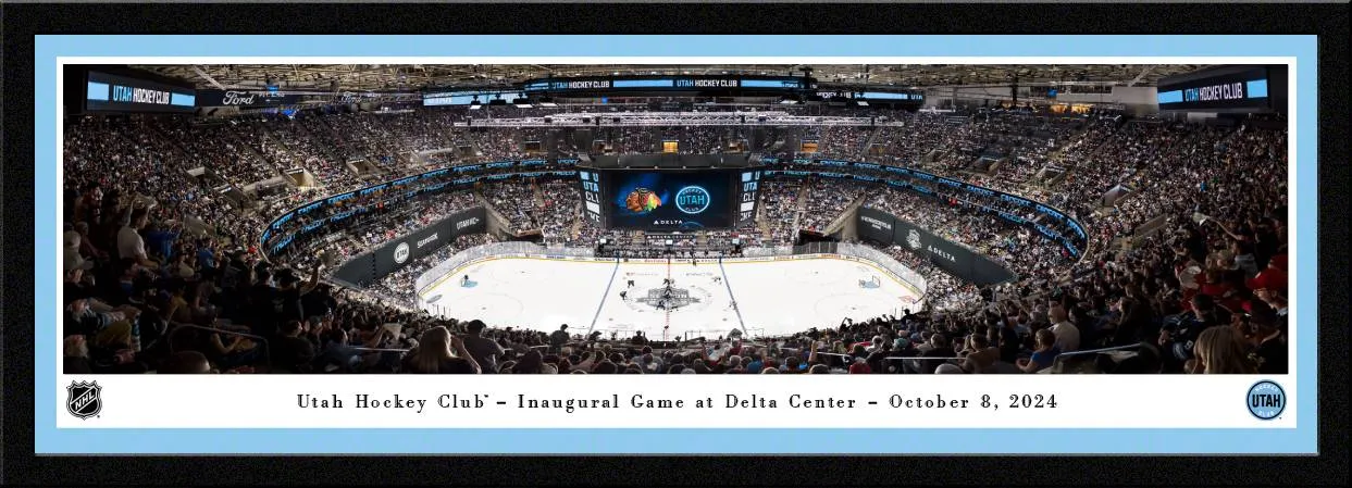 Blakeway Panorama 2024 Inaugural Game Fan Cave Decor - Utah Hockey Club Panoramic Picture - Blakeway Panorama