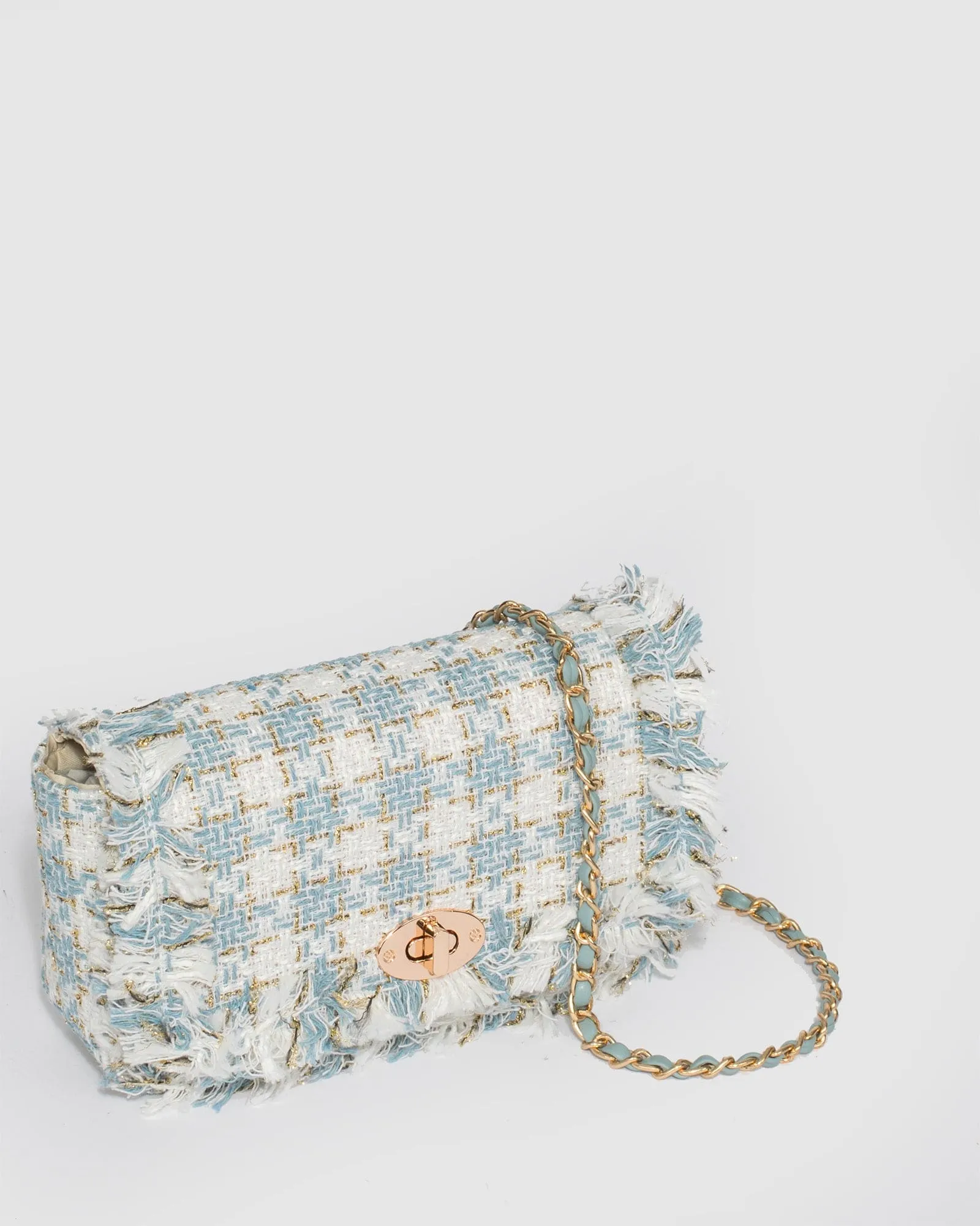 Blue Eboni Quilted Crossbody Bag