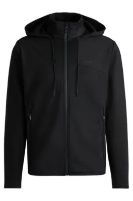 Bonded-fleece zip-up hoodie with logo detail