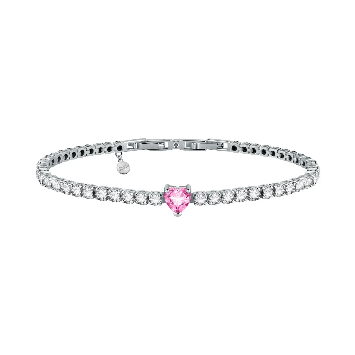 Bracciale tennis e Cuore rosa