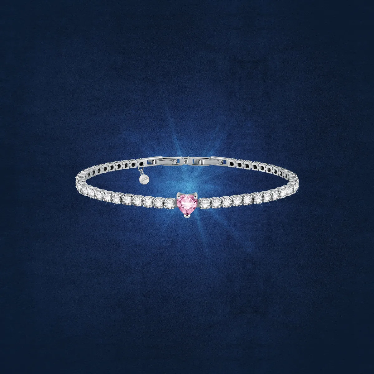 Bracciale tennis e Cuore rosa