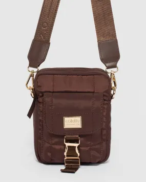 Brown Emma Lock Crossbody Bag