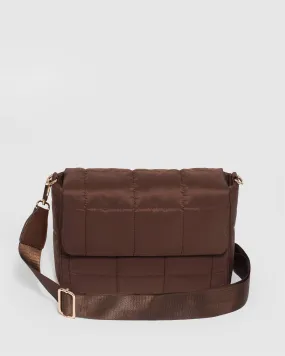 Brown Halia Quilted Crossbody Bag