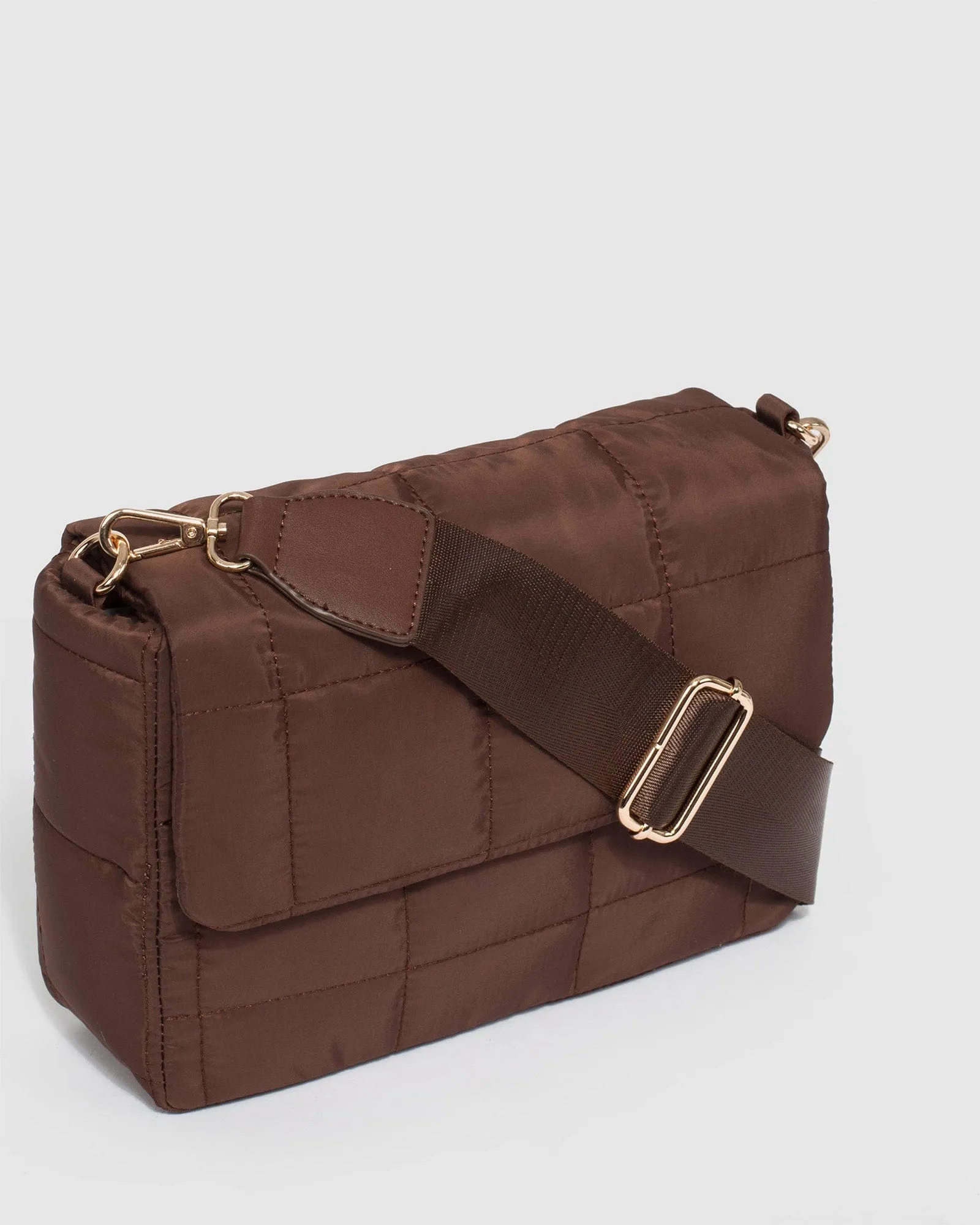 Brown Halia Quilted Crossbody Bag