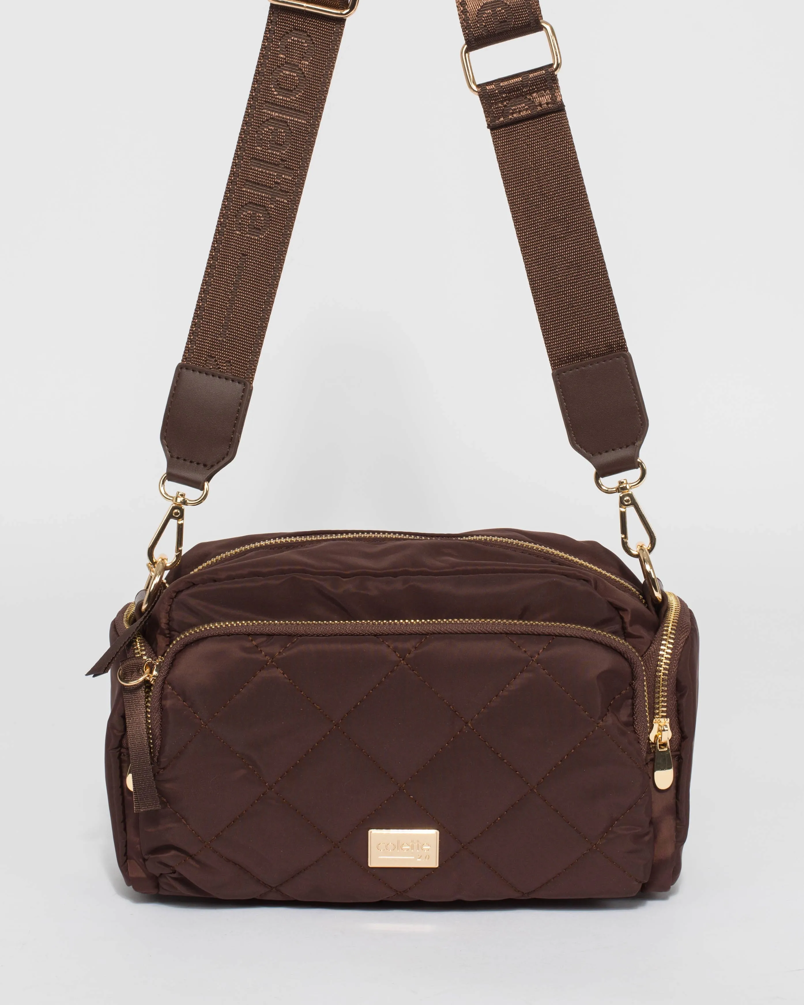 Brown Harper Nylon Crossbody Bag