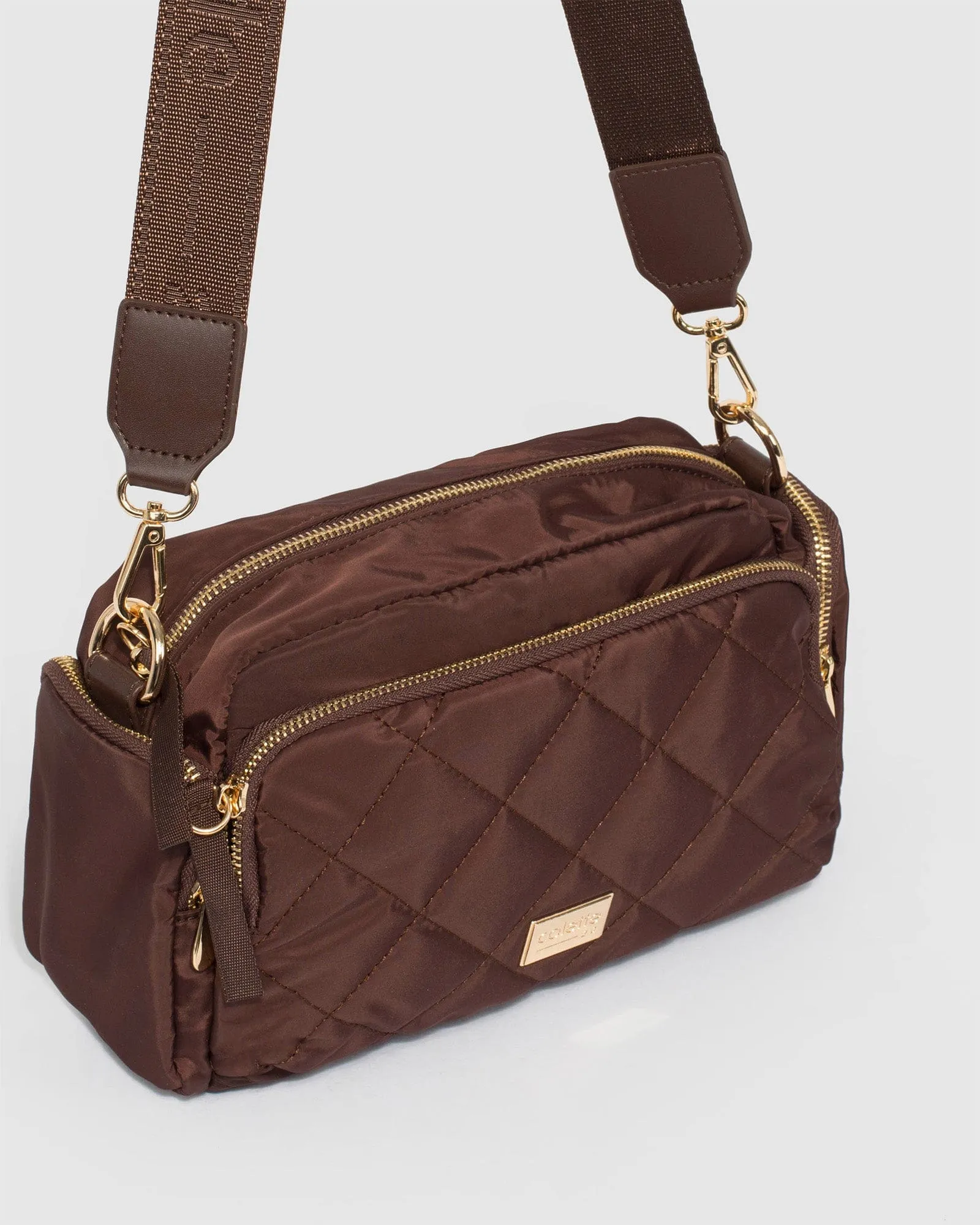 Brown Harper Nylon Crossbody Bag