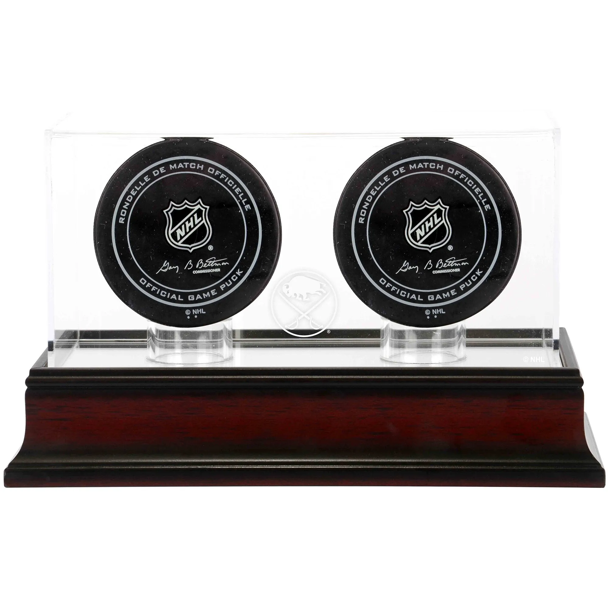 Buffalo Sabres Fanatics Authentic Mahogany Two Hockey Puck Logo Display Case