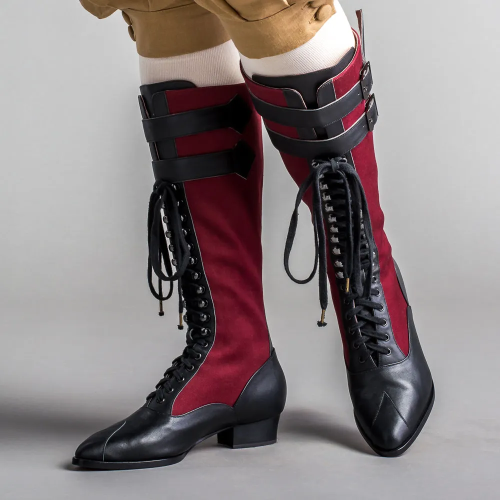 Cambridge Women's Edwardian Bicycle Boots (Burgundy/Black)