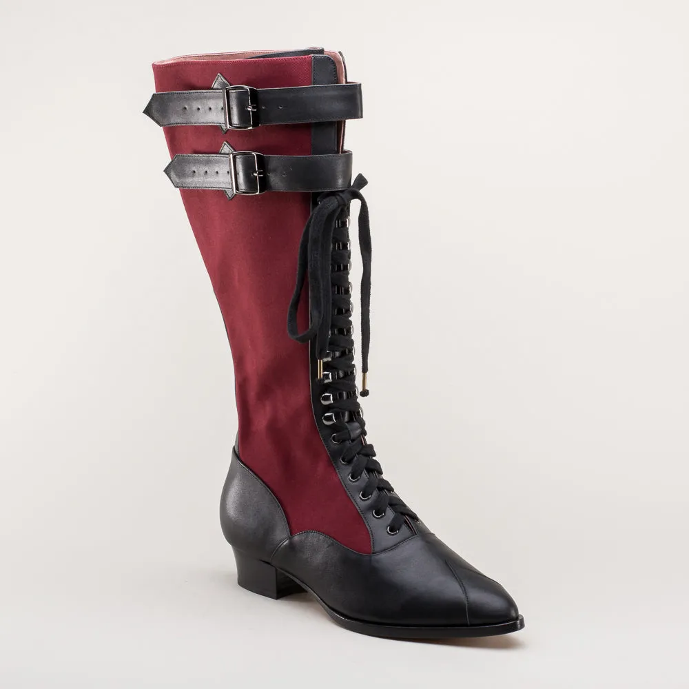 Cambridge Women's Edwardian Bicycle Boots (Burgundy/Black)